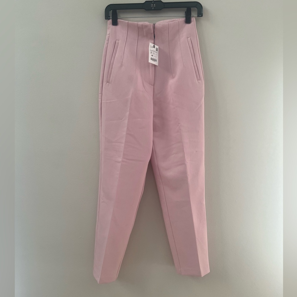 Zara woman’s pink high waisted trousers pants - Picture 4 of 12